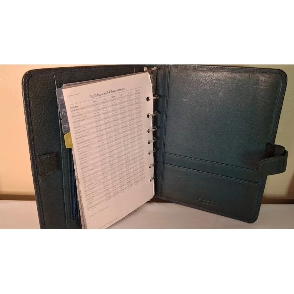 Franklin Covey Leather 7 Ring Binder Planner Organizer Black Serenity